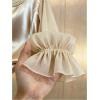 image:imageGORGLITTER Womens Pearl Satin Top Silk Chiffon Flounce Long Sleeve Dressy Business Casual Blouse Office Work Shirts Champagne XLarge