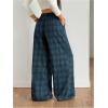 image:imageGORGLITTER Womens Plaid Checkered Wide Leg Pants Gingham Drawstring Elastic Waist Pajama Lounge Trousers with PocketsGreen