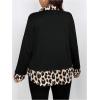 image:imageGORGLITTER Womens Plus Size Blouses Leopard Print Color Block Shirt Combo 2 in 1 Long Sleeve Dressy Casual TopsBlack