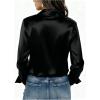 image:imageGORGLITTER Womens Plus Size Blouses Tops Satin Casual Dressy Silk Long Sleeve Button Down Shirts Business Office ShirtBlack