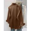 image:imageGORGLITTER Womens Plus Size Blouses Tops Satin Casual Dressy Silk Long Sleeve Button Down Shirts Business Office ShirtCoffee Brown