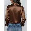 image:imageGORGLITTER Womens Plus Size Blouses Tops Satin Casual Dressy Silk Long Sleeve Button Down Shirts Business Office ShirtCoffee Brown