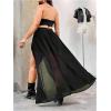 image:imageGORGLITTER Womens Plus Size Maxi Skirt Sexy Sheer Mesh Split High Waisted Fall Party Gothic Rave Wrap Long Flowy SkirtBlack