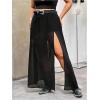 image:imageGORGLITTER Womens Plus Size Maxi Skirt Sexy Sheer Mesh Split High Waisted Fall Party Gothic Rave Wrap Long Flowy SkirtBlack