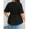 image:imageGORGLITTER Womens Plus Size Peplum Tops Short Sleeve V Neck Asymmetrical Blouse Shirts Summer Going Out Tops 2025Black