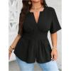 image:imageGORGLITTER Womens Plus Size Peplum Tops Short Sleeve V Neck Asymmetrical Blouse Shirts Summer Going Out Tops 2025Black
