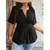 image:imageGORGLITTER Womens Plus Size Peplum Tops Short Sleeve V Neck Asymmetrical Blouse Shirts Summer Going Out Tops 2025Black