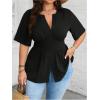 image:imageGORGLITTER Womens Plus Size Peplum Tops Short Sleeve V Neck Asymmetrical Blouse Shirts Summer Going Out Tops 2025Black