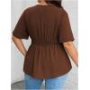 image:imageGORGLITTER Womens Plus Size Peplum Tops Short Sleeve V Neck Asymmetrical Blouse Shirts Summer Going Out Tops 2025Brown