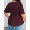 image:imageGORGLITTER Womens Plus Size Peplum Tops Short Sleeve V Neck Asymmetrical Blouse Shirts Summer Going Out Tops 2025Maroon