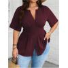 image:imageGORGLITTER Womens Plus Size Peplum Tops Short Sleeve V Neck Asymmetrical Blouse Shirts Summer Going Out Tops 2025Maroon