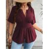 image:imageGORGLITTER Womens Plus Size Peplum Tops Short Sleeve V Neck Asymmetrical Blouse Shirts Summer Going Out Tops 2025Maroon