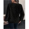 image:imageGORGLITTER Womens Plus Size Polka Dots Long Sleeve Top Blouses Dressy Business Casual Fall V Neck Going Out Top ShirtBlack and White