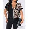 image:imageGORGLITTER Womens Plus Size Summer Tops Sequin Party Going Out Outfits Leopard Short Sleeve Tunic Concert Tops BlouseBlack