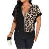 image:imageGORGLITTER Womens Plus Size Summer Tops Sequin Party Going Out Outfits Leopard Short Sleeve Tunic Concert Tops BlouseBlack