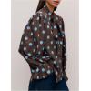 image:imageGORGLITTER Womens Polka Dots Top Bishop Long Sleeve Work Office Shirt Business Casual Tie Front Going Out OutfitsBrown