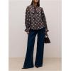 image:imageGORGLITTER Womens Polka Dots Top Bishop Long Sleeve Work Office Shirt Business Casual Tie Front Going Out OutfitsBrown