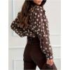 image:imageGORGLITTER Womens Polka Dots Top Bishop Long Sleeve Work Office Shirt Business Casual Tie Front Going Out OutfitsCoffee Brown