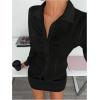 image:imageGORGLITTER Womens Ruched Fitted Blouse Long Sleeve Shirts Collared Slim Fit Business Work Casual Fall Fashion TopsBlack