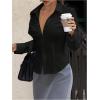 image:imageGORGLITTER Womens Ruched Fitted Blouse Long Sleeve Shirts Collared Slim Fit Business Work Casual Fall Fashion TopsBlack
