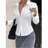image:imageGORGLITTER Womens Ruched Fitted Blouse Long Sleeve Shirts Collared Slim Fit Business Work Casual Fall Fashion TopsWhite