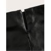 image:imageGORGLITTER Womens Ruched PU Leather Bodycon Long Skirt Slit Back Zip Up Cocktail Pencil SkirtsBlack