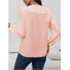 image:imageGORGLITTER Womens Ruffled Top Blouses Dressy Business Casual Button Up Long Sleeve V Neck Shirts Work Office OutfitsPink