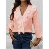 image:imageGORGLITTER Womens Ruffled Top Blouses Dressy Business Casual Button Up Long Sleeve V Neck Shirts Work Office OutfitsPink