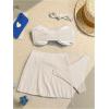 image:imageGORGLITTER Womens Strapless Bandeau Swimsuits High Waisted Bandeau Bikini Sets Beach Sarong Coverup Skirts Bathing SuitsBeige