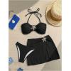 image:imageGORGLITTER Womens Strapless Bandeau Swimsuits High Waisted Bandeau Bikini Sets Beach Sarong Coverup Skirts Bathing SuitsBlack