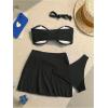 image:imageGORGLITTER Womens Strapless Bandeau Swimsuits High Waisted Bandeau Bikini Sets Beach Sarong Coverup Skirts Bathing SuitsBlack