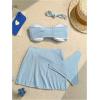 image:imageGORGLITTER Womens Strapless Bandeau Swimsuits High Waisted Bandeau Bikini Sets Beach Sarong Coverup Skirts Bathing SuitsBlue