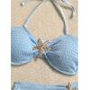 image:imageGORGLITTER Womens Strapless Bandeau Swimsuits High Waisted Bandeau Bikini Sets Beach Sarong Coverup Skirts Bathing SuitsBlue