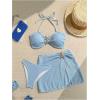 image:imageGORGLITTER Womens Strapless Bandeau Swimsuits High Waisted Bandeau Bikini Sets Beach Sarong Coverup Skirts Bathing SuitsBlue
