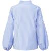 image:imageGORGLITTER Womens Striped Button Up Tops Balloon Long Sleeve Collared Shirt Fall Fashion Blouse TopBlue