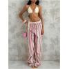 image:imageGORGLITTER Womens Striped Linen Pants Summer Casual Boho Bow Elastic Low Waist Drawstring Wide Leg Pants DressyMulticolor