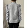 image:imageGORGLITTER Womens Striped Long Sleeve Shirt Blouse Trendy Business Casual Teacher Fall Work Bow Tie Neck Blouse TopsGrey