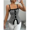 image:imageGORGLITTER Womens Striped Tank Top Square Neck Sleeveless Button Front Blouses Business Dressy OutfitsBlack and White