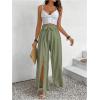 image:imageGORGLITTER Womens Textured Belted Flowy Dress Pants Split Hem Wide Leg Pleated Vacation TrousersMint Green