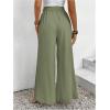image:imageGORGLITTER Womens Textured Belted Flowy Dress Pants Split Hem Wide Leg Pleated Vacation TrousersMint Green