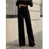 image:imageGORGLITTER Womens Wide Leg Dress Pants Slacks Dressy Casual Work High Waisted Straight Leg Office PantsBlack