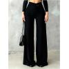 image:imageGORGLITTER Womens Wide Leg Dress Pants Slacks Dressy Casual Work High Waisted Straight Leg Office PantsBlack Dark
