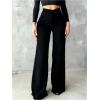 image:imageGORGLITTER Womens Wide Leg Dress Pants Slacks Dressy Casual Work High Waisted Straight Leg Office PantsBlack Dark