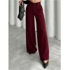 image:imageGORGLITTER Womens Wide Leg Dress Pants Slacks Dressy Casual Work High Waisted Straight Leg Office PantsBurgundy