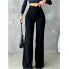 image:imageGORGLITTER Womens Wide Leg Dress Pants Slacks Dressy Casual Work High Waisted Straight Leg Office PantsTall Black
