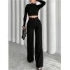 image:imageGORGLITTER Womens Wide Leg Dress Pants Slacks Dressy Casual Work High Waisted Straight Leg Office PantsTall Black