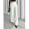 image:imageGORGLITTER Womens Wide Leg Dress Pants Slacks Dressy Casual Work High Waisted Straight Leg Office PantsWhite