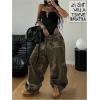 image:imageGORGLITTER Womens Wide Leg Sweatpants Y2k Graphic Camo Low Waisted Baggy Sweat Pants Streetwear Track PantsBrown
