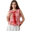 image:imageGORGLITTER Womens Gingham Peplum Tops Boho Summer Going Out Outfits Cute Bow Babydoll Tie Front Tank Tops BlousesRed and White