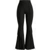 image:imageGORGLITTER Womens Lettuce Trim Bell Bottom Flare Pant Elastic High Waist Wide Leg PantsBlack
